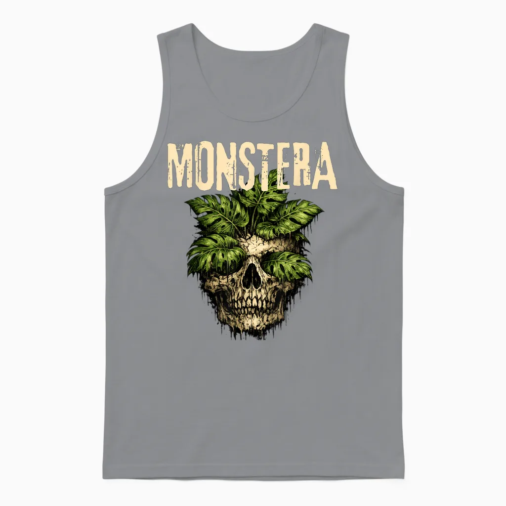 Monstera Crâne Drôle Amoureux Plante Grunge Jardinier Femme Homme Unisex Tank Top in Sport Grey