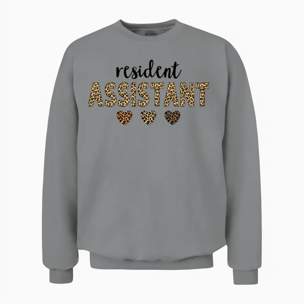 Resident Assistant Squad Funny Assistant Leopard Unisex Sweatshirt in Sport Grey