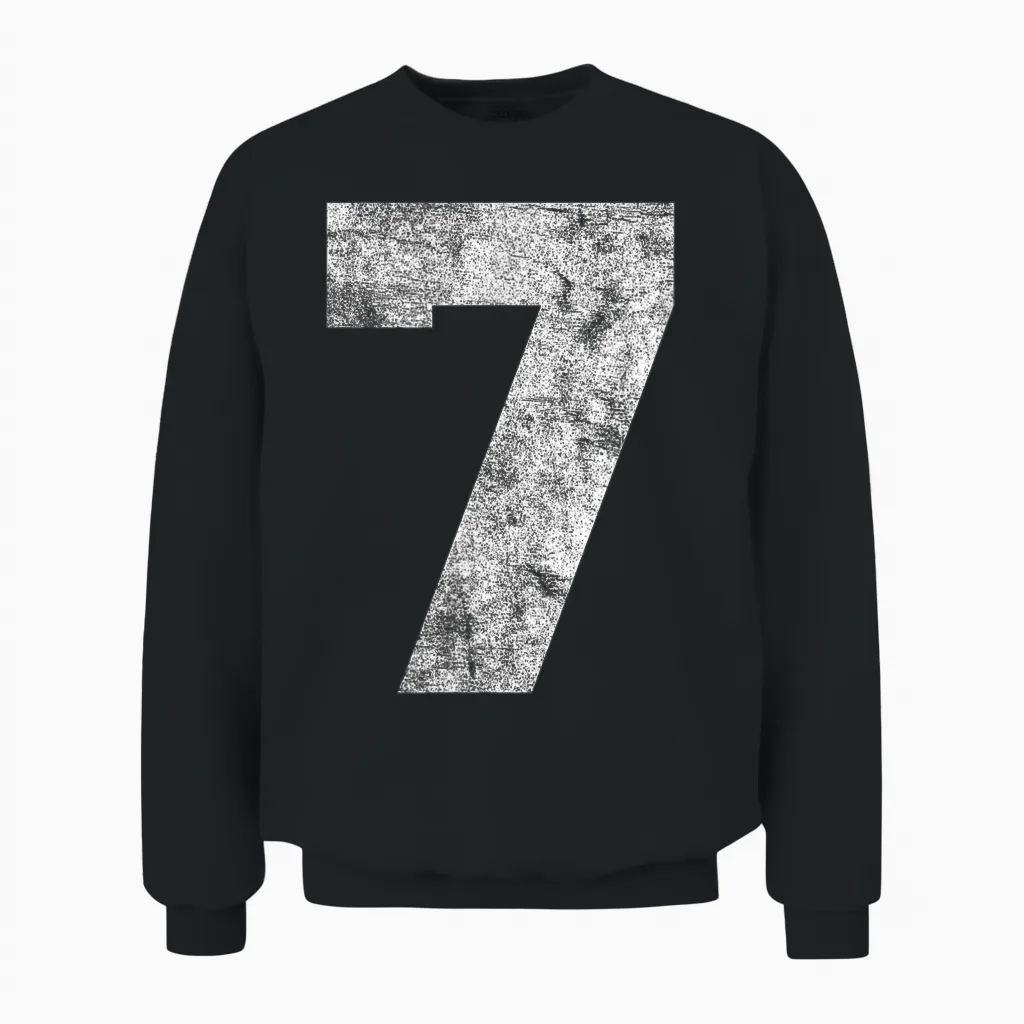 Vintage Lucky Number 7 Birthday Sports Player Team Athlete Unisex Sweatshirt in Black
