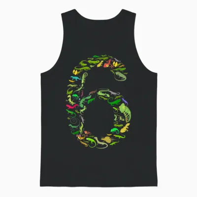 6th Birthday Lizard Reptiles Birthday Party 6 Years Old T-Shirt, Black Unisex Tank Top - Black