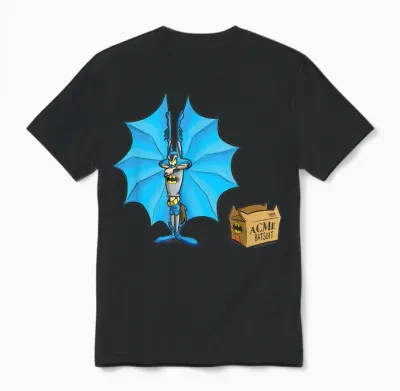 Wb 100: Looney Tunes Batman Mashup Wile E. Coyote Acme T-Shirt, Blue, S Unisex T-Shirt - Black