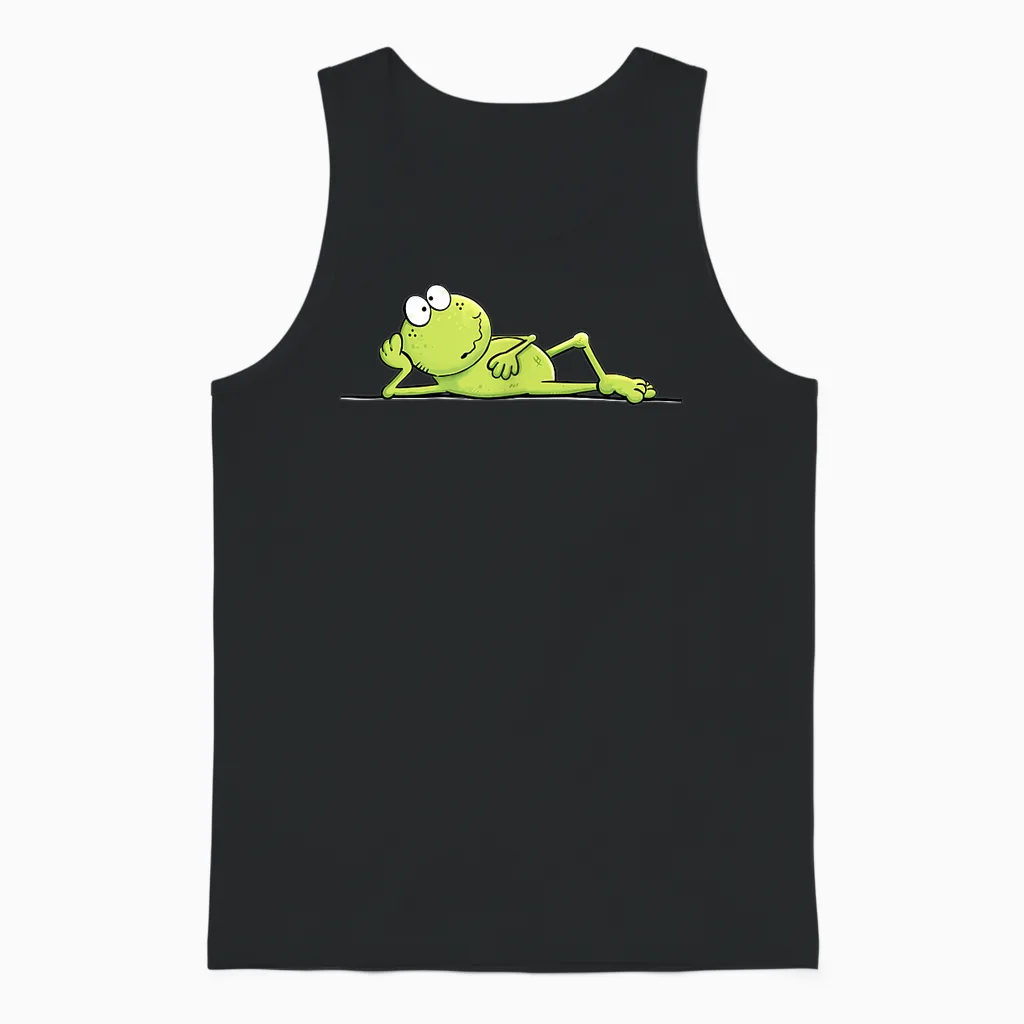 Relax Frosch Handgemaltes Lustiges Frosch Motiv Fun Unisex Tank Top in Black