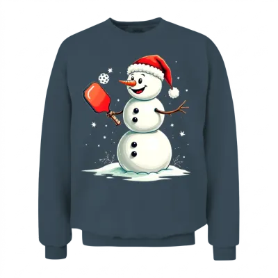 Snowman Pickleball Paddle Christmas Santa Unisex Sweatshirt - Dark Heather