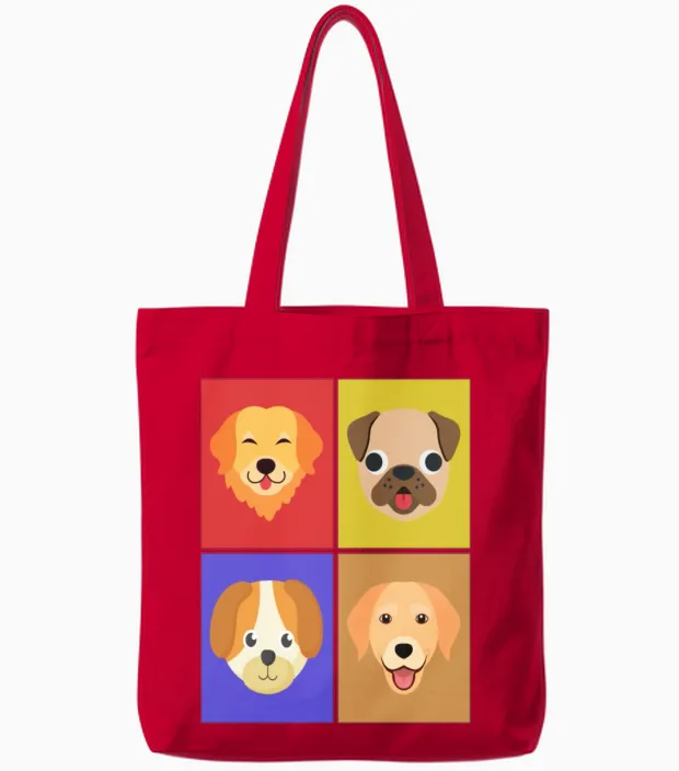 Dogs - Dog Lovers Tote Bags in Red