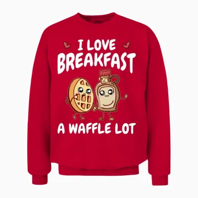 Breakfast Waffles - Waffle and Syrup Lover Unisex Sweatshirt - Red
