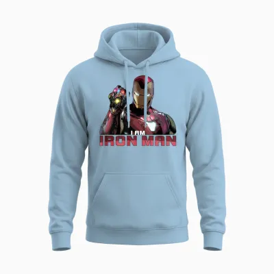 Marvel Avengers: Endgame I Am Iron Man T-Shirt Small Unisex Hoodie - Light Blue