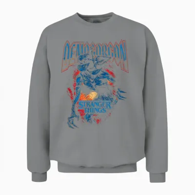 Stranger Things Demogorgon Band T-Shirt, Black Unisex Sweatshirt - Sport Grey