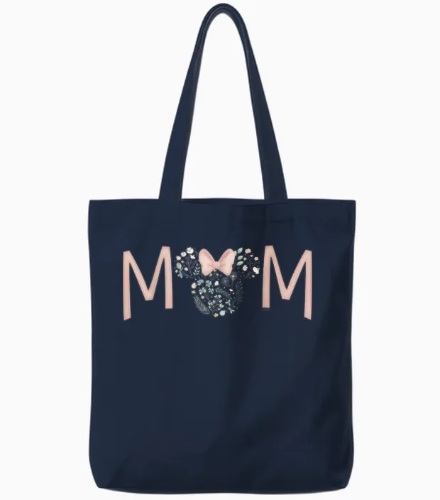 Disney Minnie Mouse Spring Florals Mom T-Shirt, Black Tote Bags in Navy