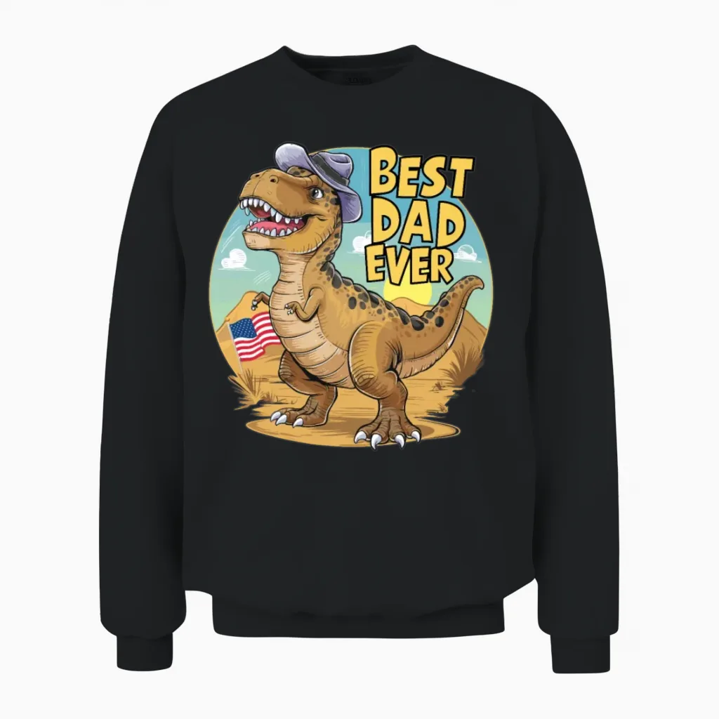 Father's Day Usa T-Rex Best Dad Ever Unisex Sweatshirt in Black