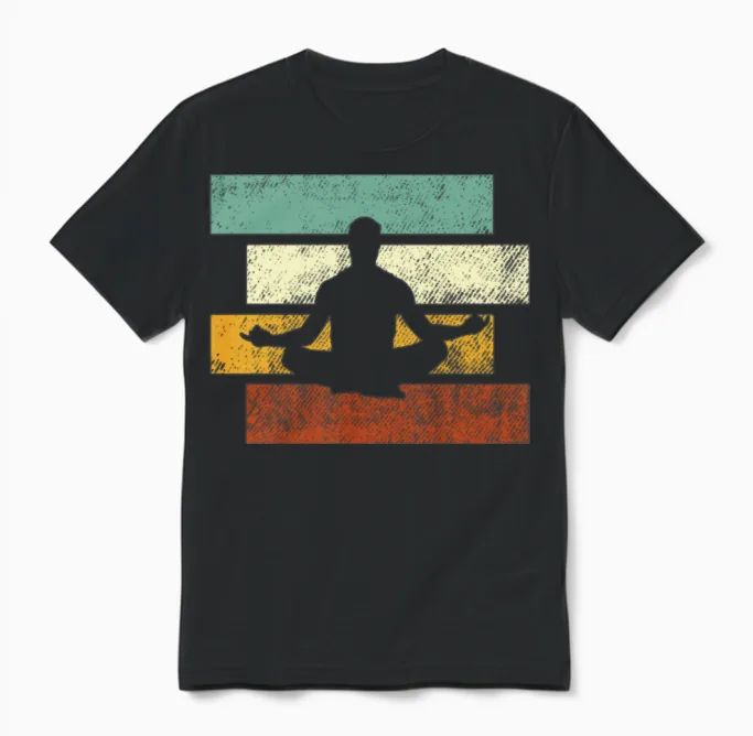 Meditation Retro Unisex T-Shirt in Black
