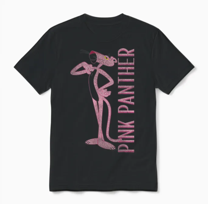 Full Portrait of the Pink Panther T-Shirt, White, S Unisex T-Shirt in Black