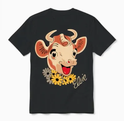 Elsie Cow Unisex T-Shirt - Black