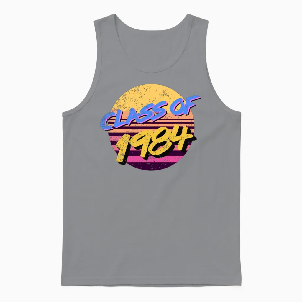 80s Style 36th Class Reunion Class of 1984 Unisex Tank Top in Sport Grey