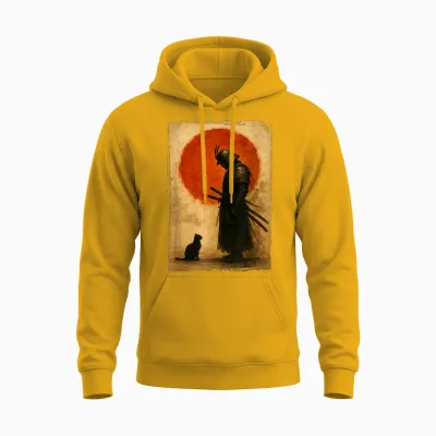 Guerrier Samouraï | Chasseur Japonais Vintage Et Art, Chat Noir Unisex Hoodie - Gold