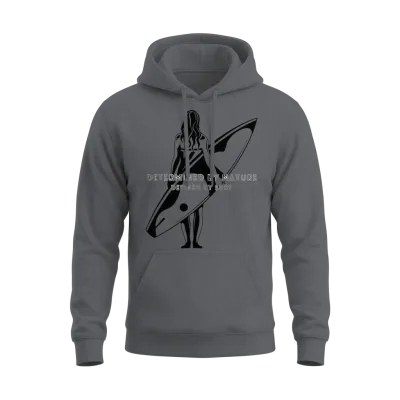 Retro Surfing Girl Unisex Hoodie - Charcoal