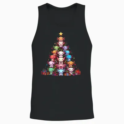 Axolotl Cute Christmas Tree for Women Men Kids T-Shirt, Black, S Unisex Tank Top - Black