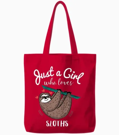 Just a Girl Who Loves Sloths Tote Bags - Red