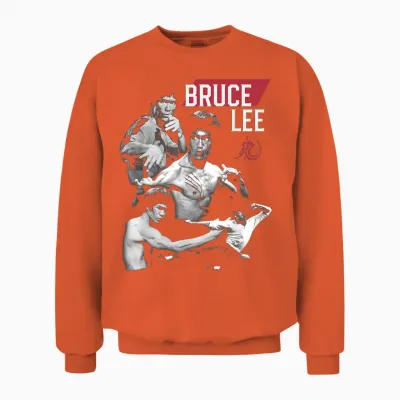 Bruce Lee Kung Fu Martial Arts Legend T-Shirt, Black, S Unisex Sweatshirt - Orange