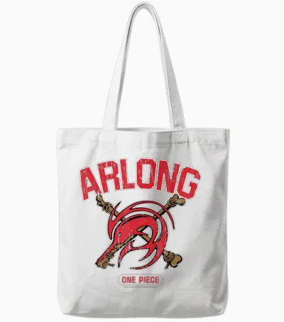 One Piece Arlong Pirates Crossbone Emblem Anime T-Shirt, Black, S Tote Bags - White