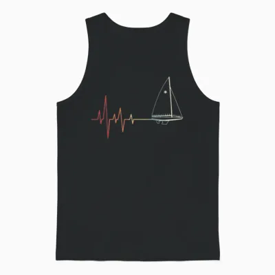 Sailing Heartbeat Retro Unisex Tank Top - Black