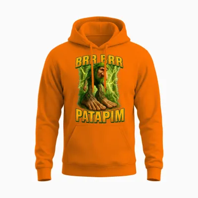 Brr Brr Patapim Meme Brainrot Unisex Hoodie - Safety Orange