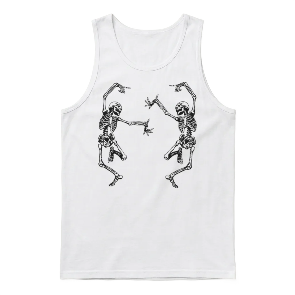 Funny Dancing Skeletons โ Halloween Gift Unisex Tank Top - White