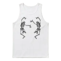 Funny Dancing Skeletons — Halloween Gift Unisex Tank Top - White – 1