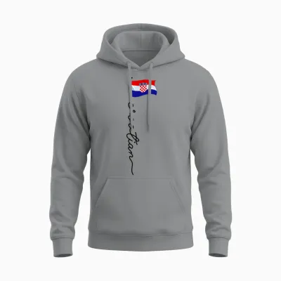 Croatia Signature Croatian T-Shirt, White, S Unisex Hoodie - Sport Grey