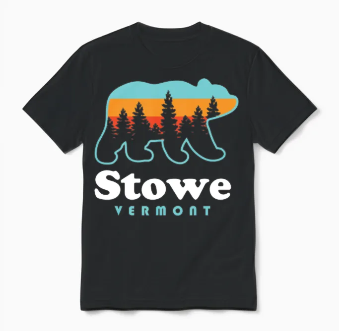 Stowe Vermont Bear Stowe - Wildlife Unisex T-Shirt in Black
