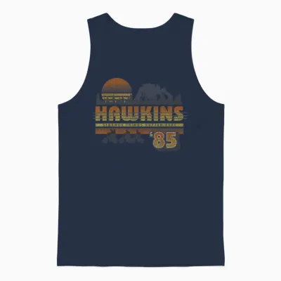 Netflix Stranger Things Hawkins Strange Things 85 Retro Unisex Tank Top - Navy