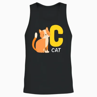 Cat Alphabet Funny Unisex Tank Top - Black