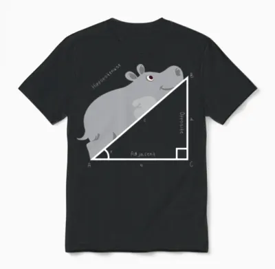 Funny Math Teacher, Funny Hippopotenuse, Geometry Unisex T-Shirt - Black