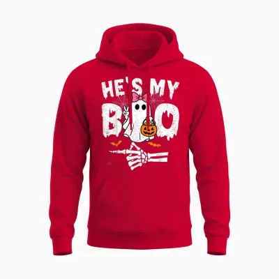 He's My Boo Matching Couple Halloween Couples She's My Boo Unisex Hoodie - Red