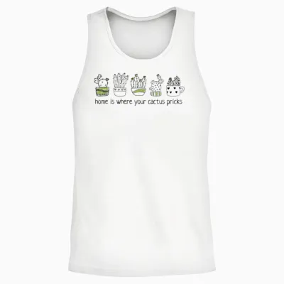 Cactus - Home Is Where Your Cactus Pricks Unisex Tank Top - White