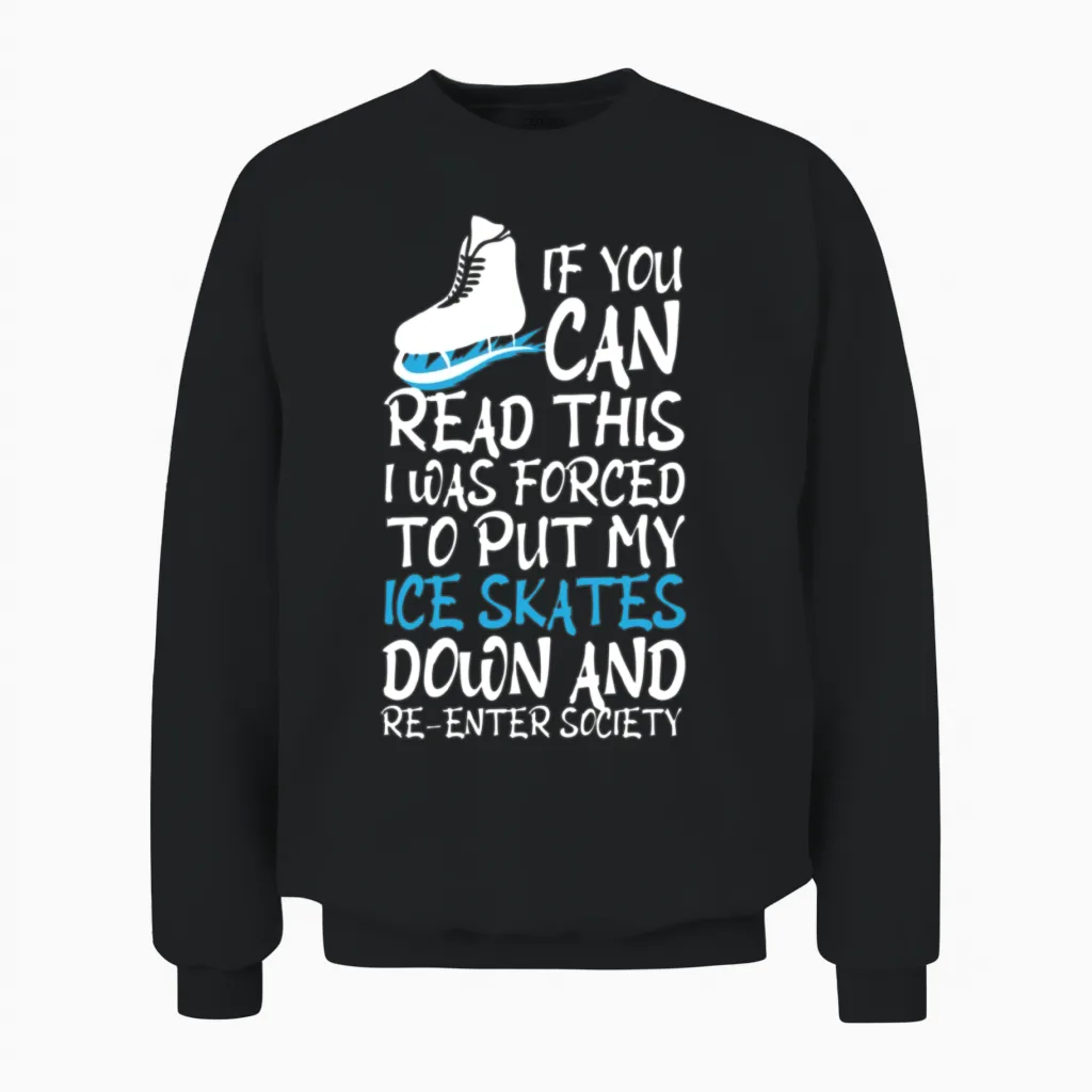 Ice Skating Funny Unisex Sweatshirt in Black