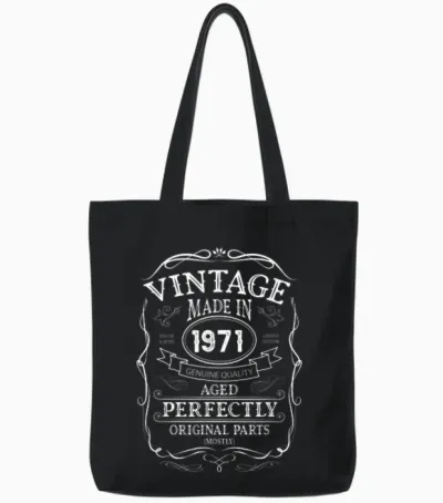 55. Geburtstag, Retro Vintage Design, Mann, Frau 1971 Tote Bags - Black
