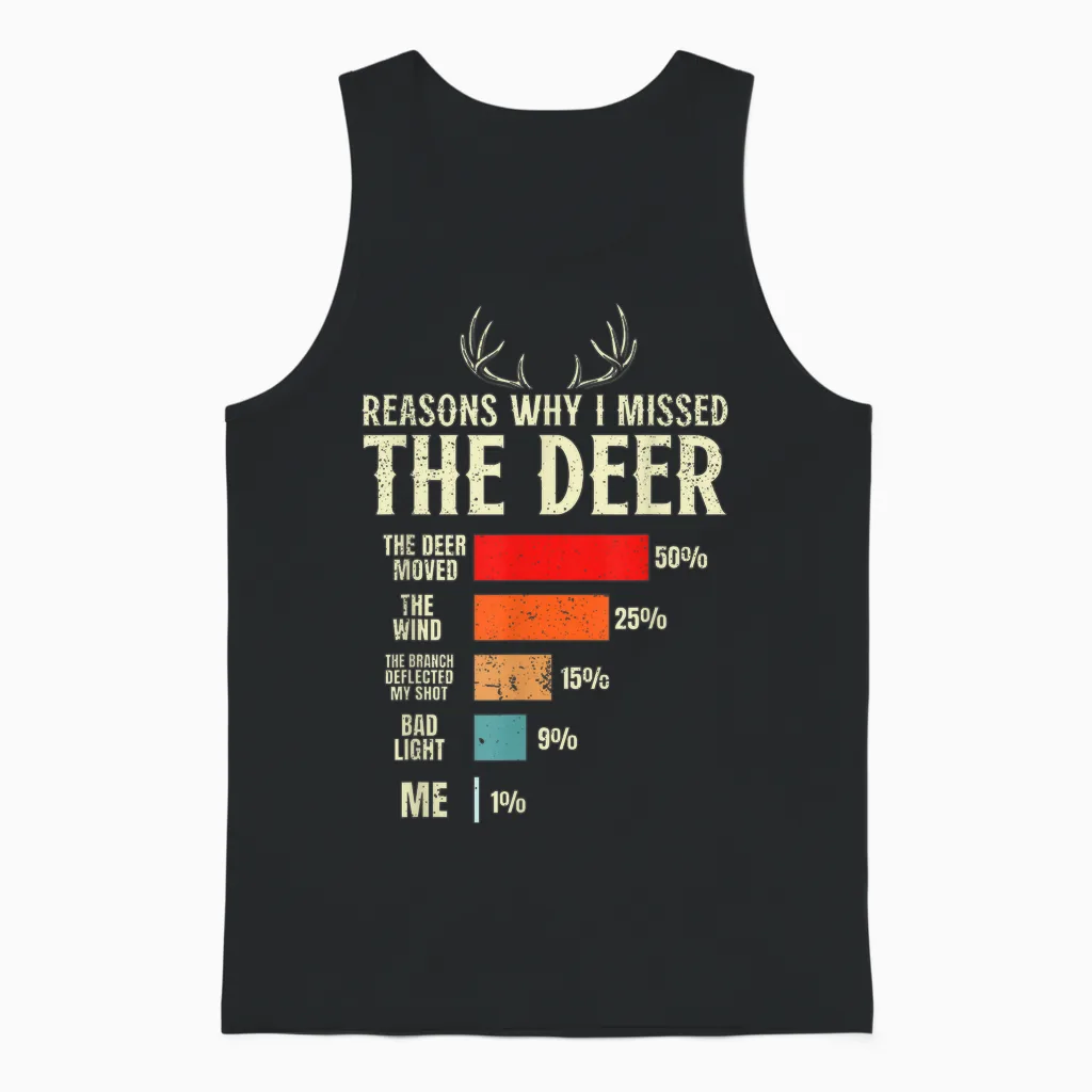 Funny Hunter Reasons Why I Missed the Deer Hunting Unisex Tank Top in Black
