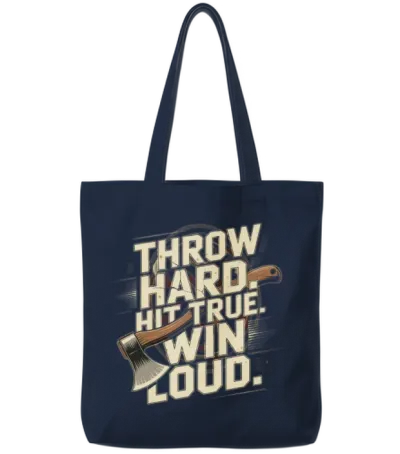 Axe Throwing League Throw Hard Hit True Tote Bags - Navy