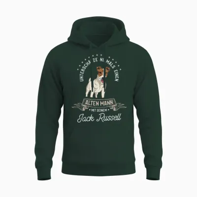 Unterschätze Niemals Einen Alten Mann Mit Seinem Jack Russel Unisex Hoodie - Forest