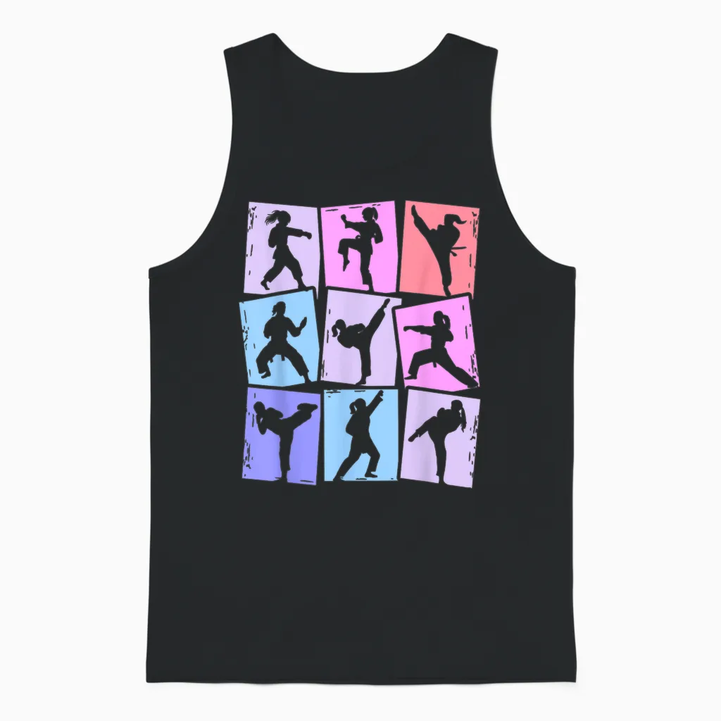 Taekwondo Karate Kampfsport Damen Kinder Mädchen Unisex Tank Top in Black