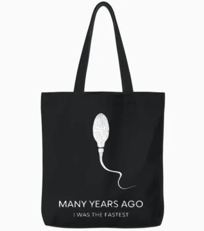 Many Years Ago I Was the Fastest Humorous Design Tote Bags - Black