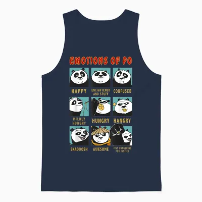 Kung Fu Panda Emotions of Po Portrait Grid T-Shirt, Black Unisex Tank Top - Navy