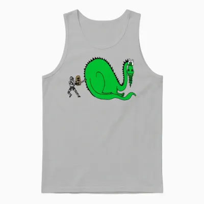 Funny Knight and Dragon Unisex Tank Top - Ash