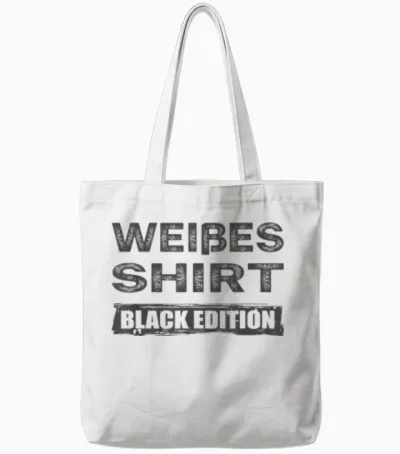 Sarcasm Black Edition: White T-Shirt, Black Tote Bags - White