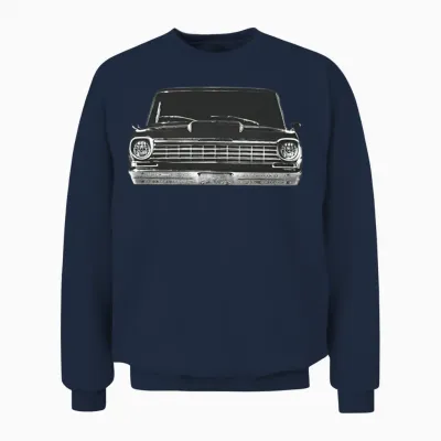 1964 Chevy Nova Ss Front Grill View Silhouette Unisex Sweatshirt - Navy