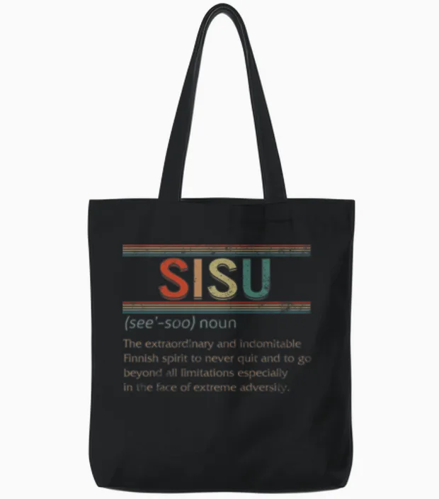 Sisu Noun Shirt, Sisu Definition T-Shirt, Finnish Tote Bags in Black