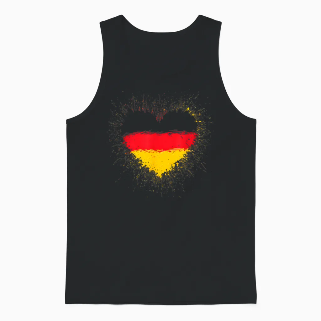 Deutschland Flaggen Herz Deutschland Fan Herren Damen Unisex Tank Top in Black