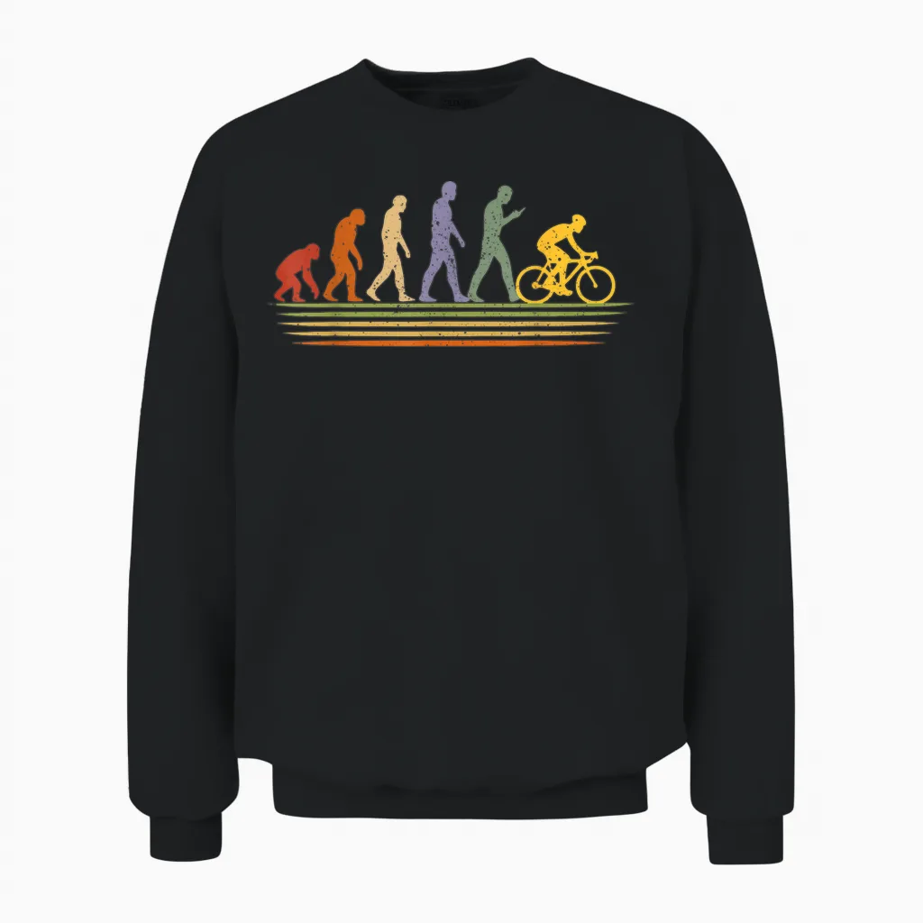 Evolution Bicycle Funny Bike Motif for Cyclists Unisex Sweatshirt in Black