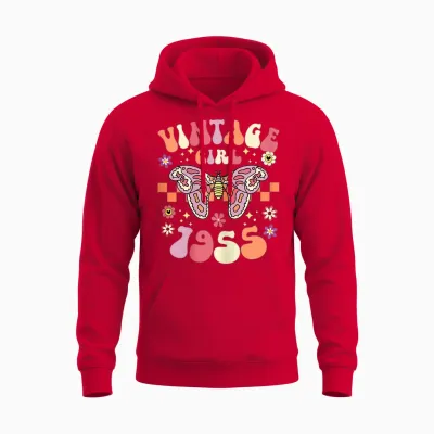 70 Ans Année 1955 Vintage Femme 70eme Anniversaire 1955 Unisex Hoodie - Red