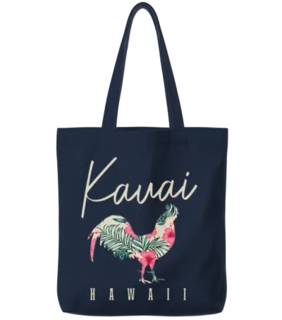 Kauai Chicken Hawaii Hibiscus Hawaiian Islands Sou Tote Bags - Navy